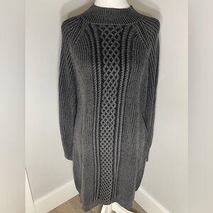 NWT: MAURICES Charcoal Cable Knit Turtleneck Sweater Dress Size Large